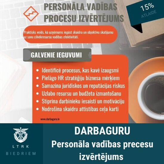 15% atlaide personāla vadības procesu izvērējumam